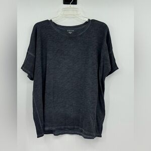 Eileen Fisher Oraganic Hazy Slub Neck Tee Black size Medium